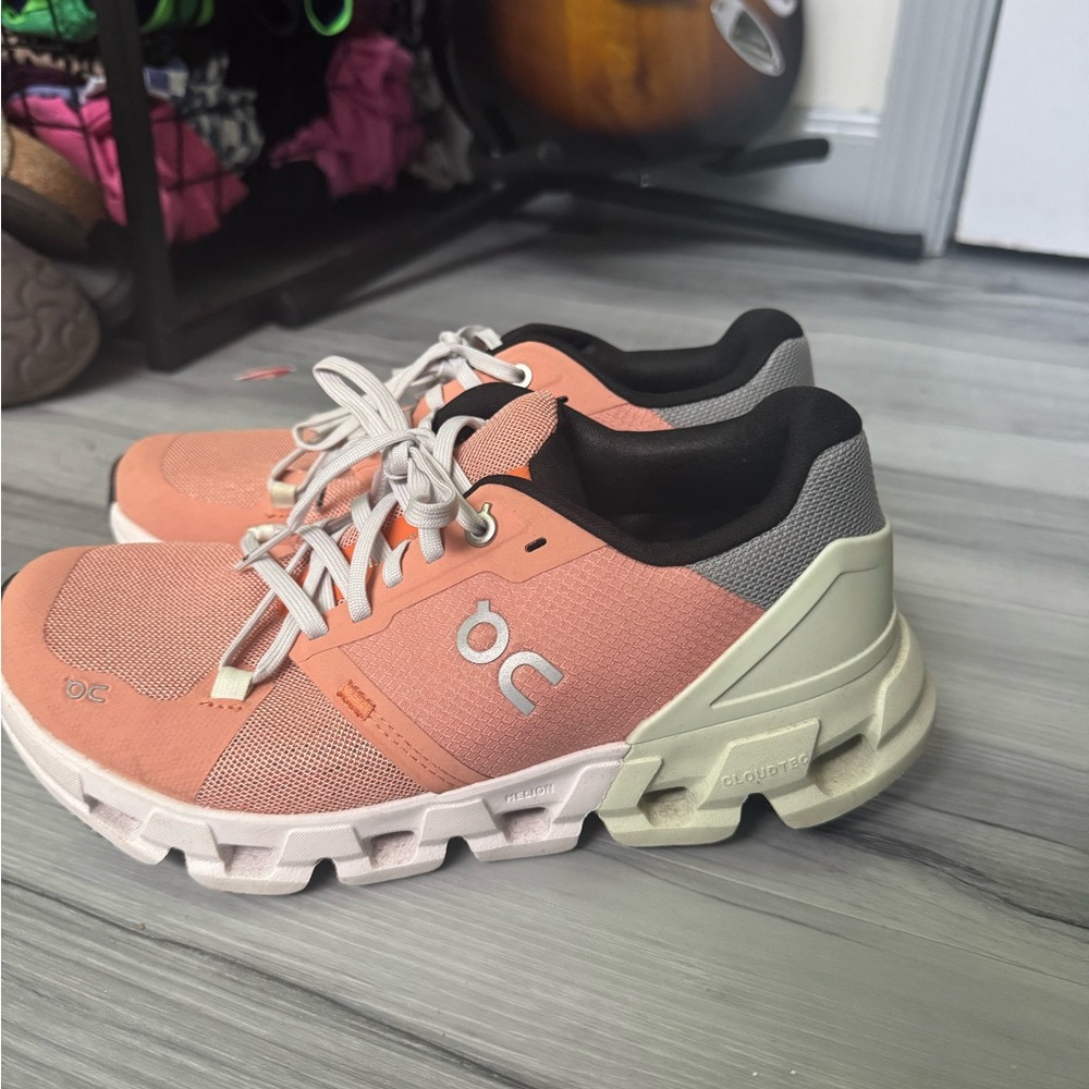 On Running Women's Coral and Gray Athletic Shoes
